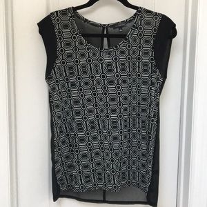 Sleeveless top, black/white, S